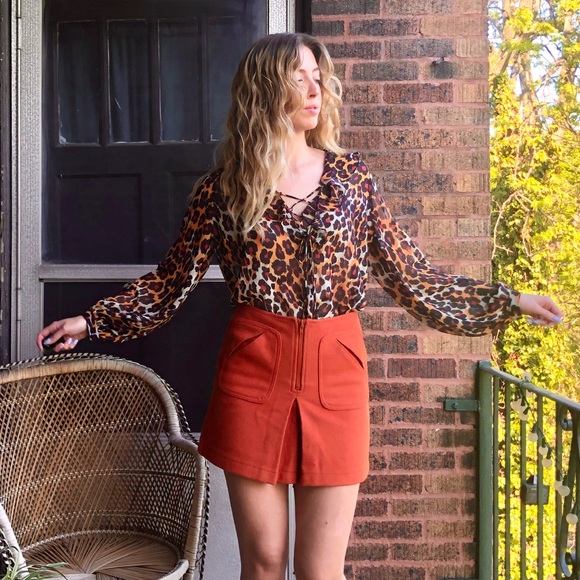 Topshop Tops - Topshop Leopard Print Ruffle Blouse